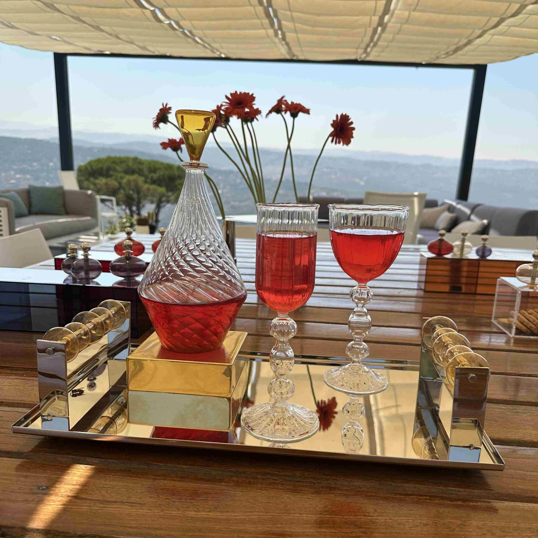 Crystal Handmade Carafe with metal stand - NOOR Collection