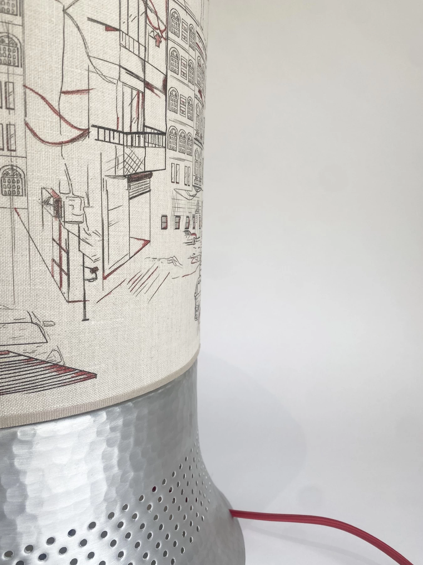 Table Lamp with Beirut Drawings on Fabrics Large - The Roots Collection