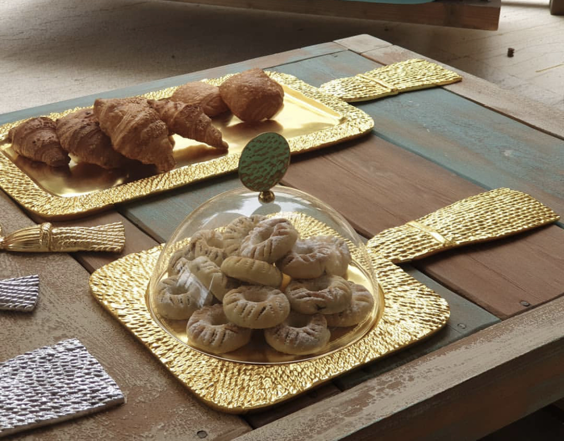 Metal Tassel Platter with Acrylic Cover Square Shaped - Tiffany Collection