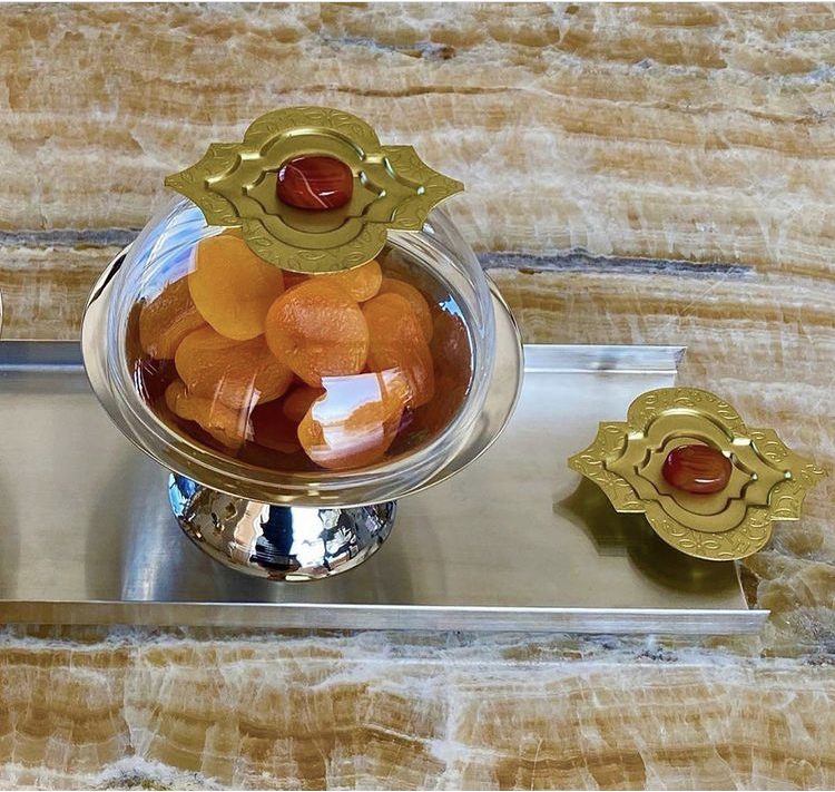 Metal Tray Including 2 Metal Plates with Acrylic Covers  -  Amber  Collection