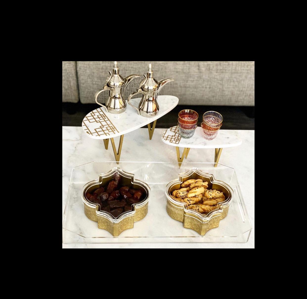Acrylic Tray with 2 Metal Engraved Boxes - Arabesque Collection