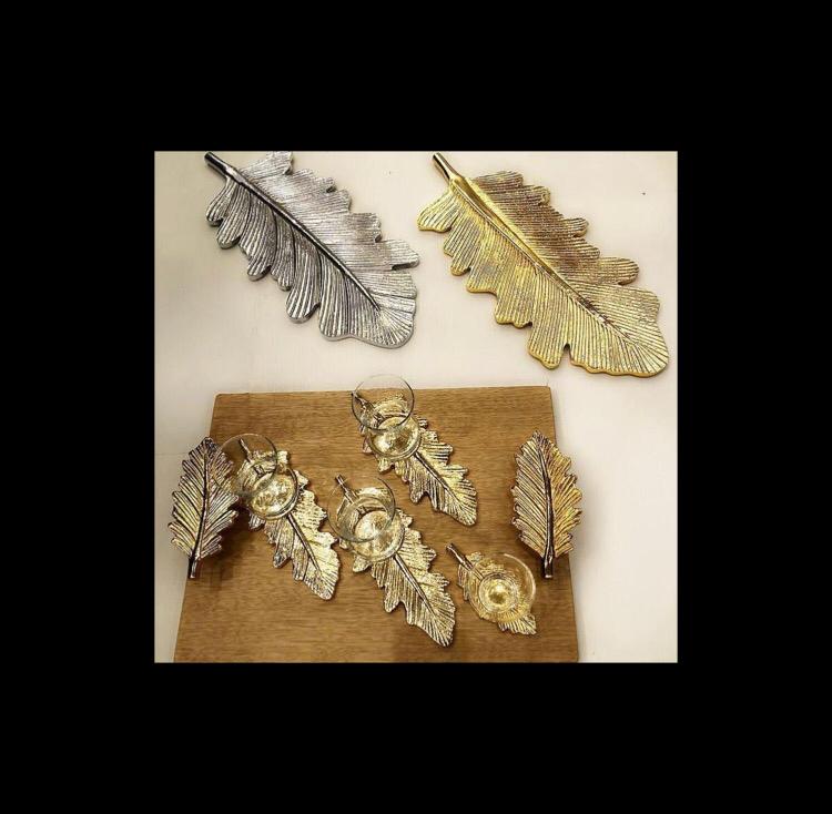 Wooden Tray with Metal Feather Handles - Feather Collection