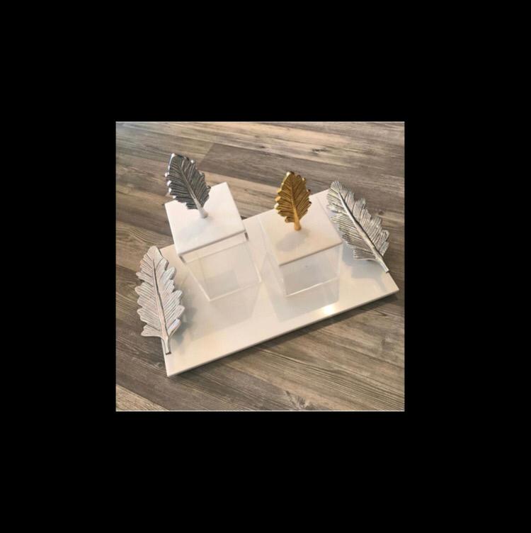 Acrylic Box with Marble Cover - Feather Collection