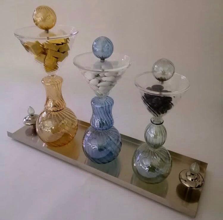 Crystal Handmade Jars with Cover (Set of 3 Pieces) - Crystal Collection