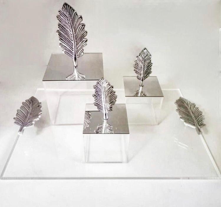 Acrylic Tray with Metal Feather Handles - Feather Collection