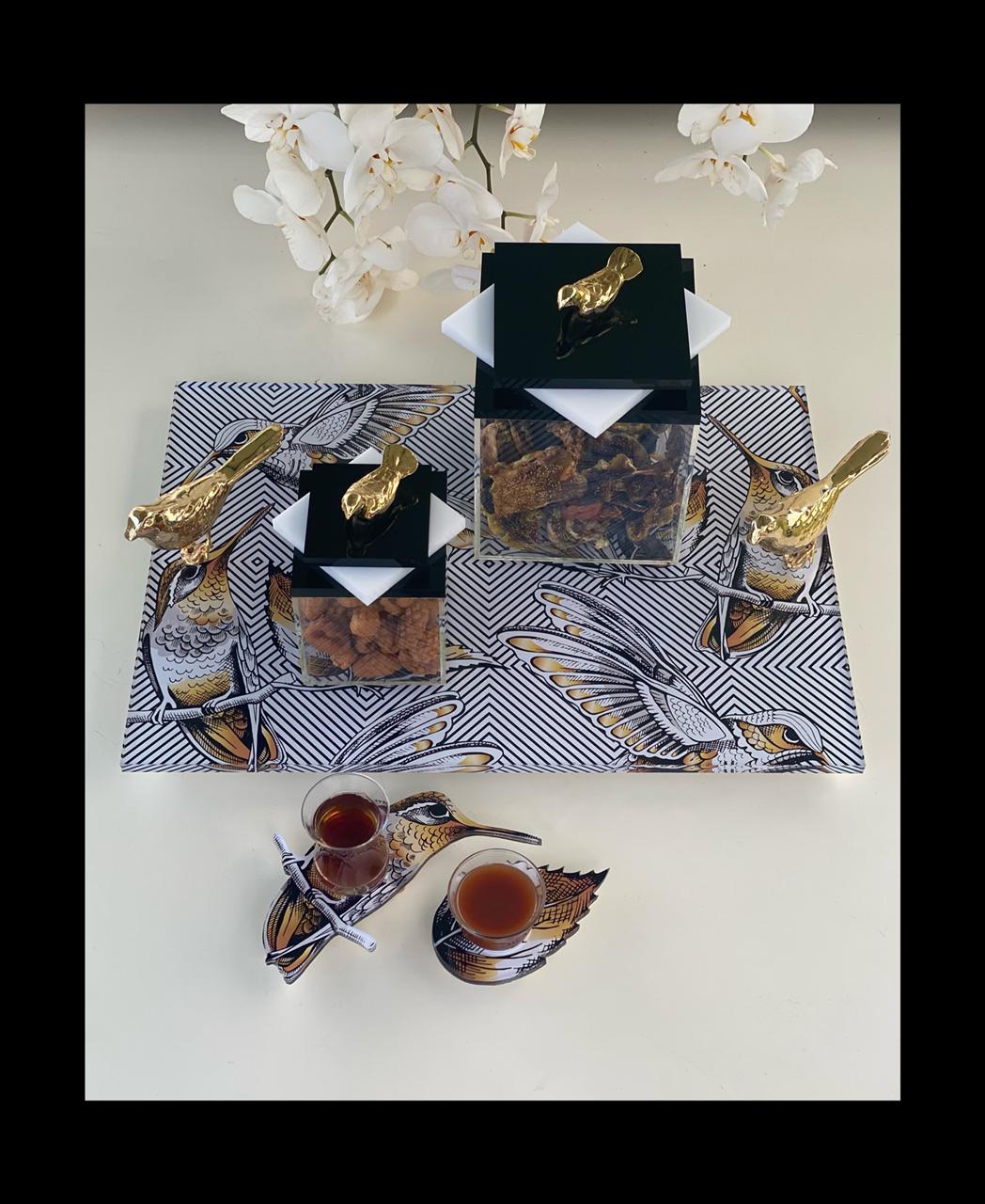 Acrylic Box with Cover & Metal Bird Handle - Bird Collection
