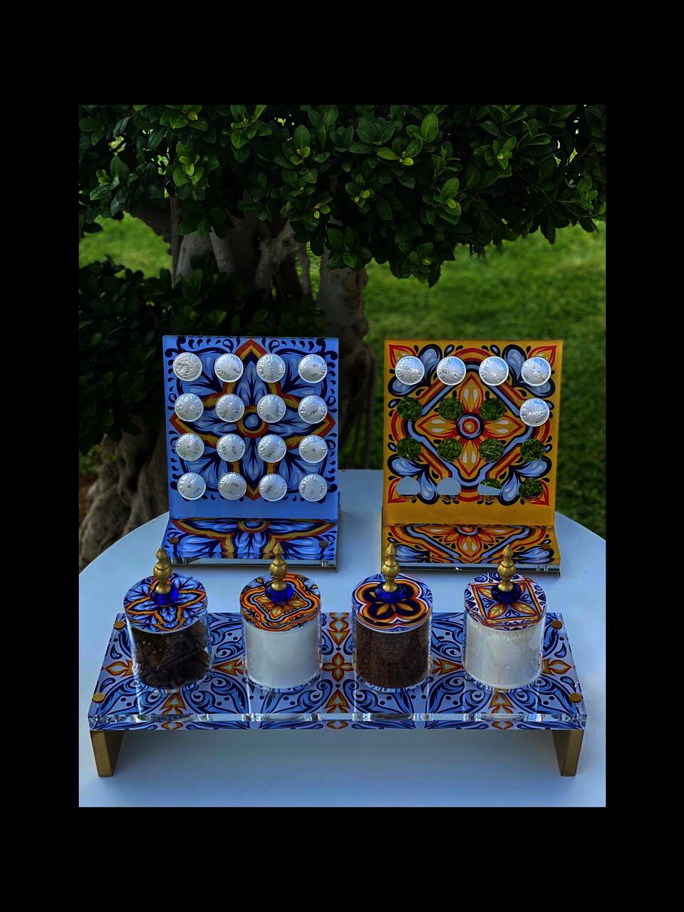 Acrylic Stand with 4 Jars - Positano Collection