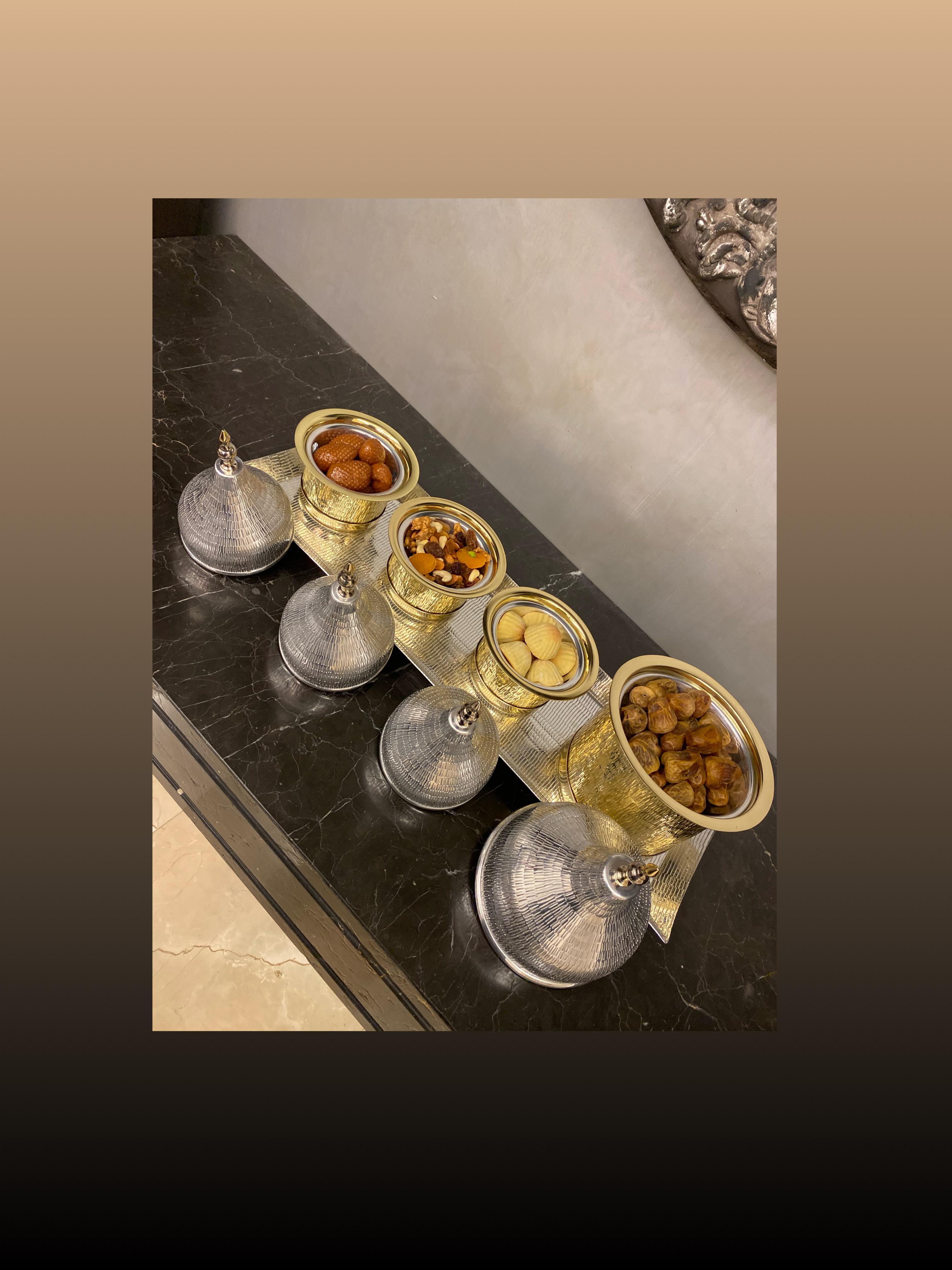 Metal Tray with 4 Containers - Mosque Collection