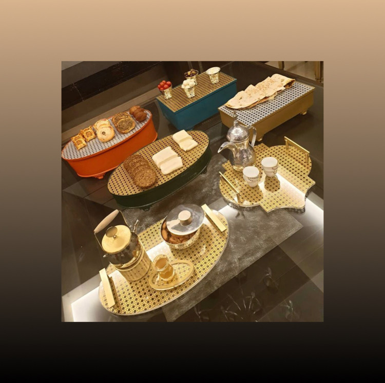 Acrylic Tray with Metal Handles (Hexagon Shaped) -  Khayzaran Collection