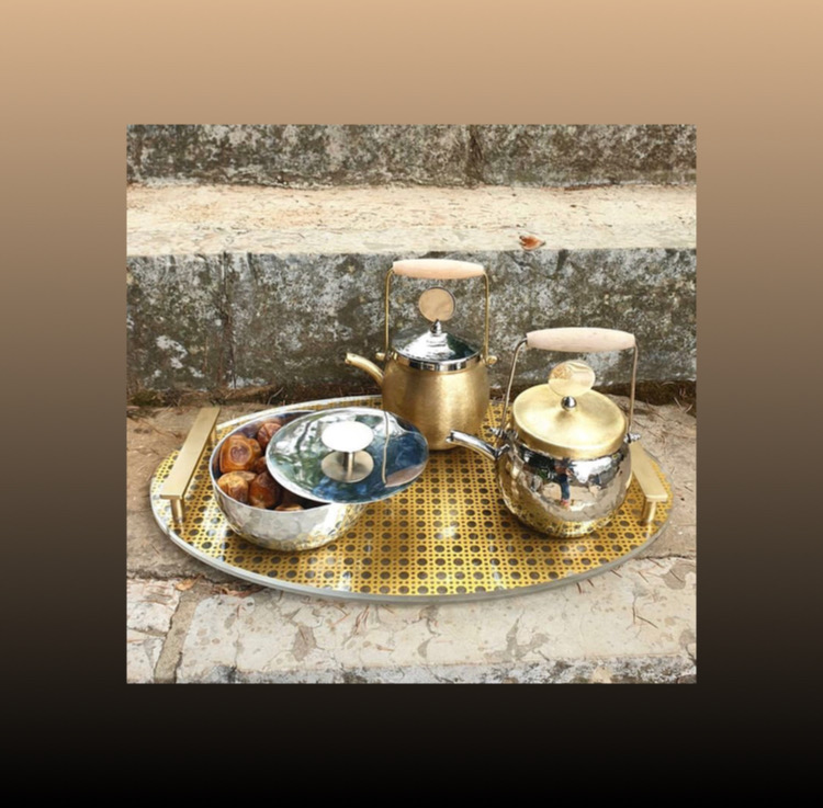 Acrylic Tray with Metal Handles (Oval Shaped) -  Khayzaran Collection