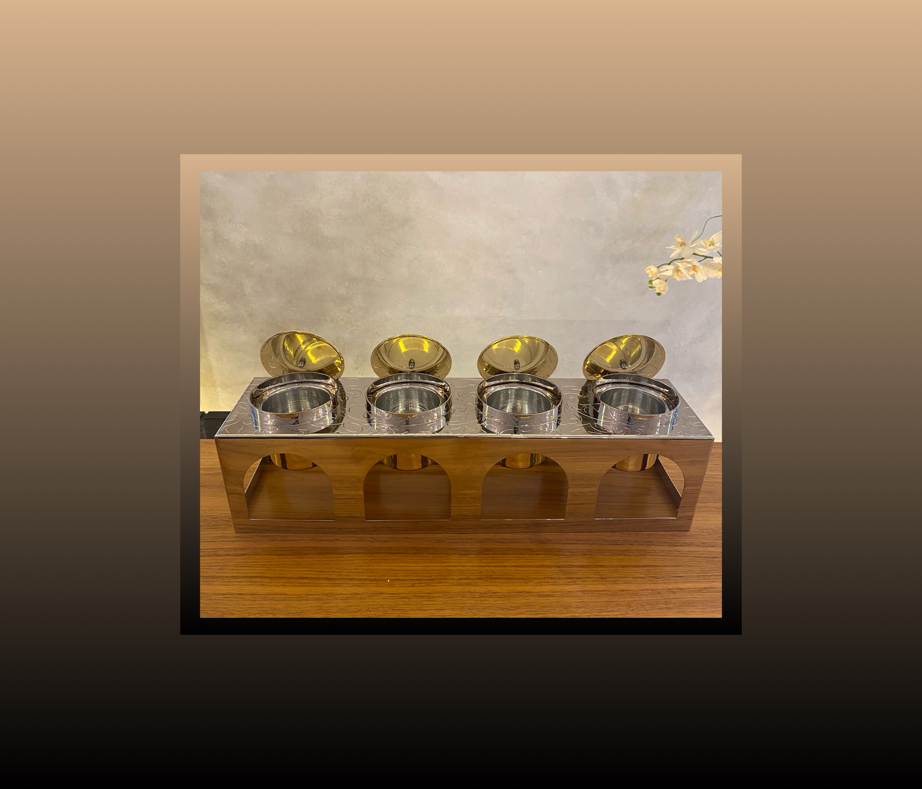 Metal Engraved Food Buffet Set - Arcade Collection