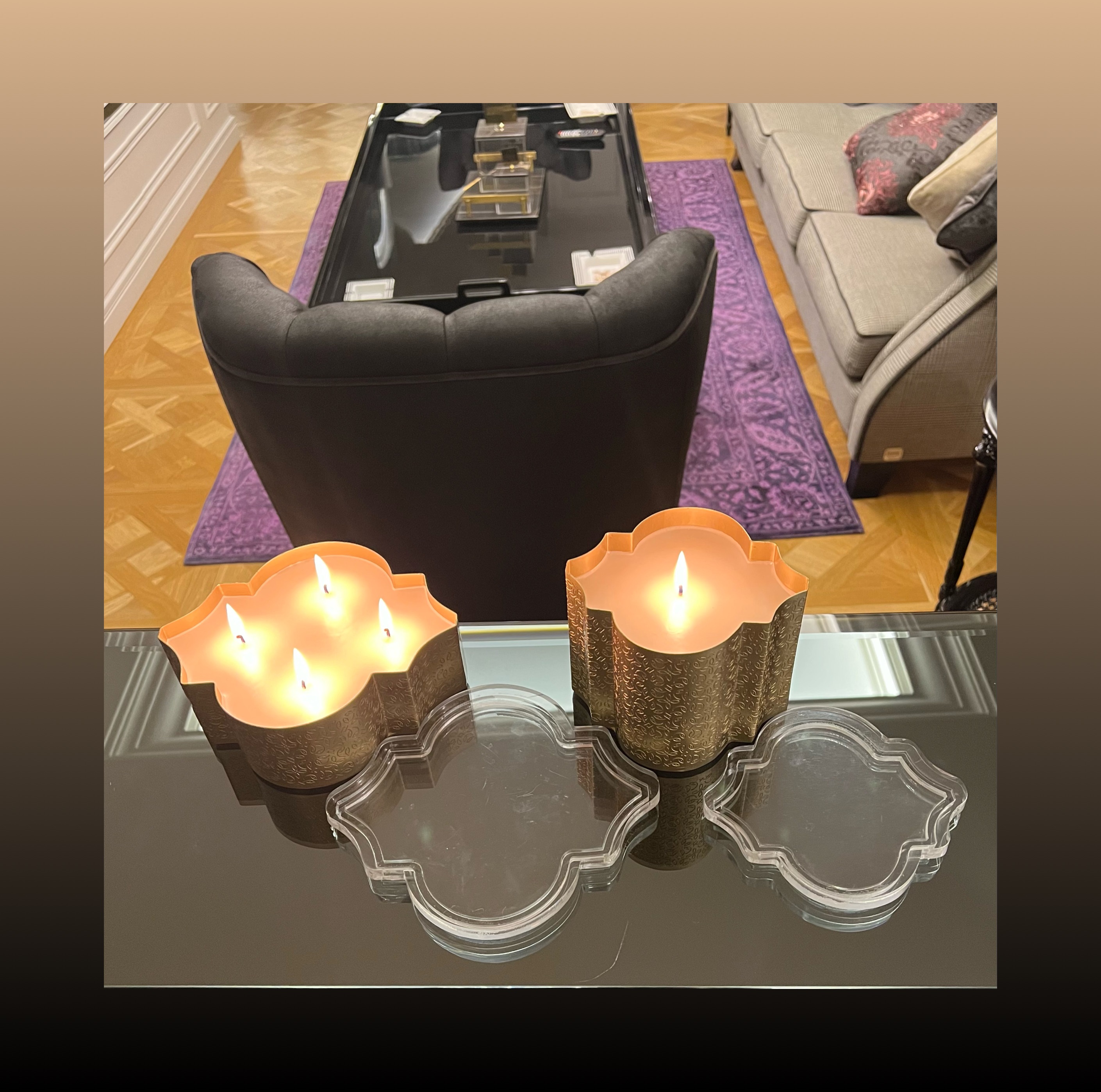 Metal Scented Candle Holder with Acrylic Cover