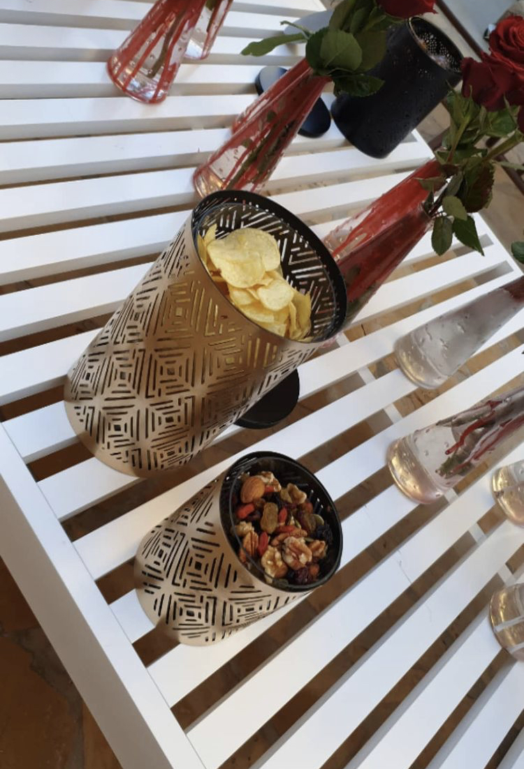 Metal Box with Glass Bowl (Set of 3 Pieces) - Patterns Collection