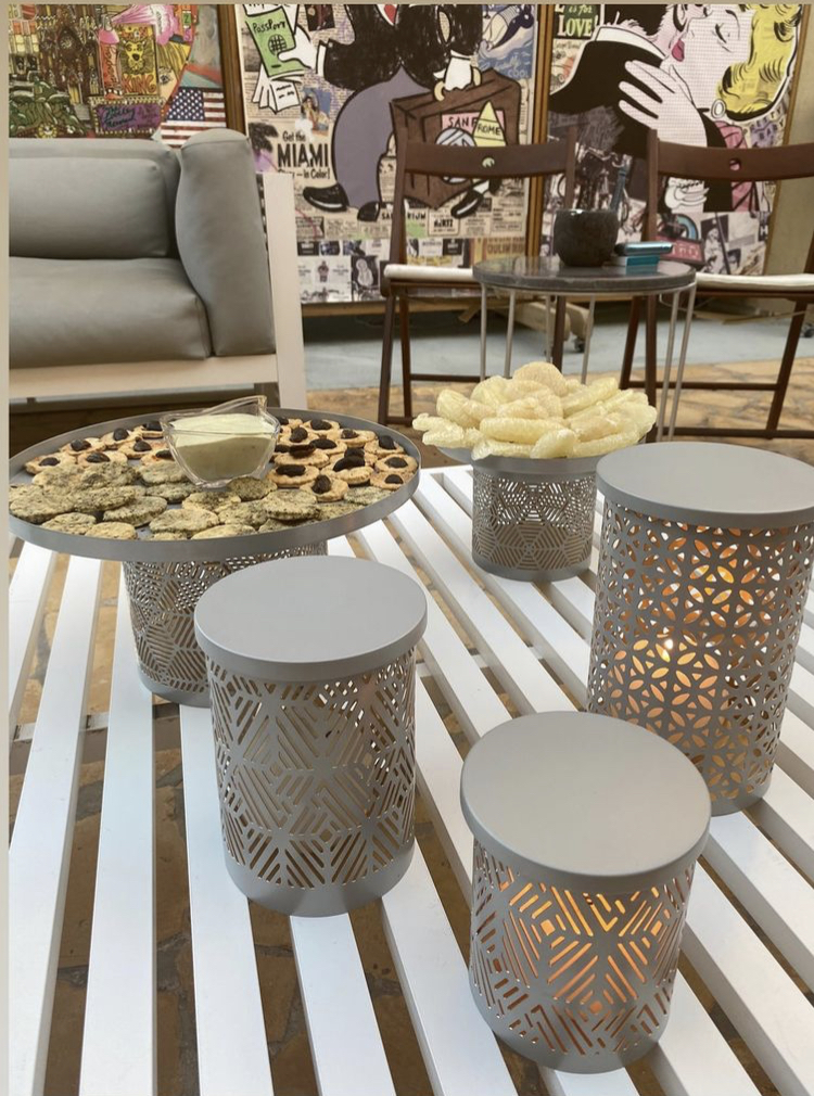 Metal Box with Glass Bowl (Set of 3 Pieces) - Patterns Collection