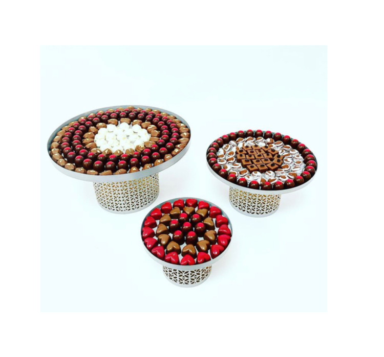 Metal Box with Cover Platter (Set of 3 Pieces) - Patterns Collection