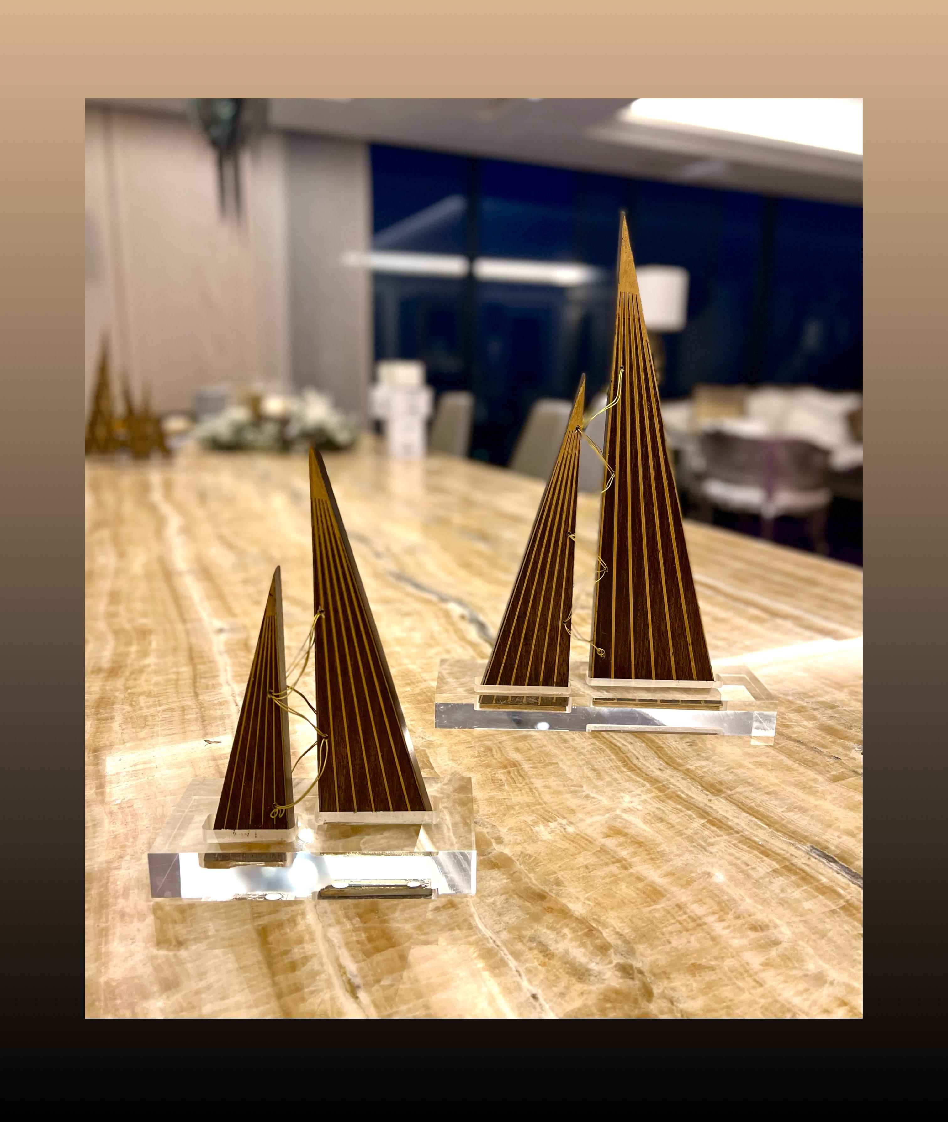 Wooden Tree with  Linear Pattern - Amber Gold Collection