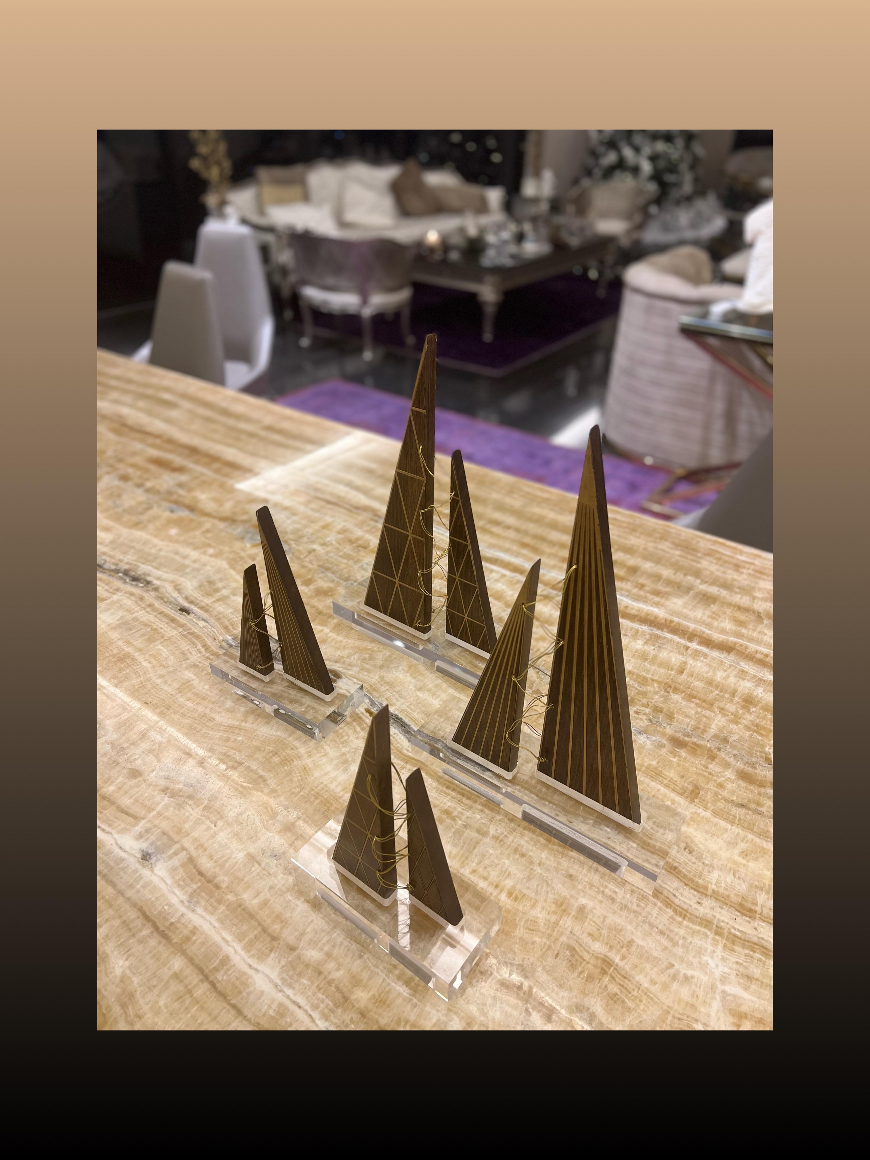 Wooden Tree with  Linear Pattern - Amber Gold Collection