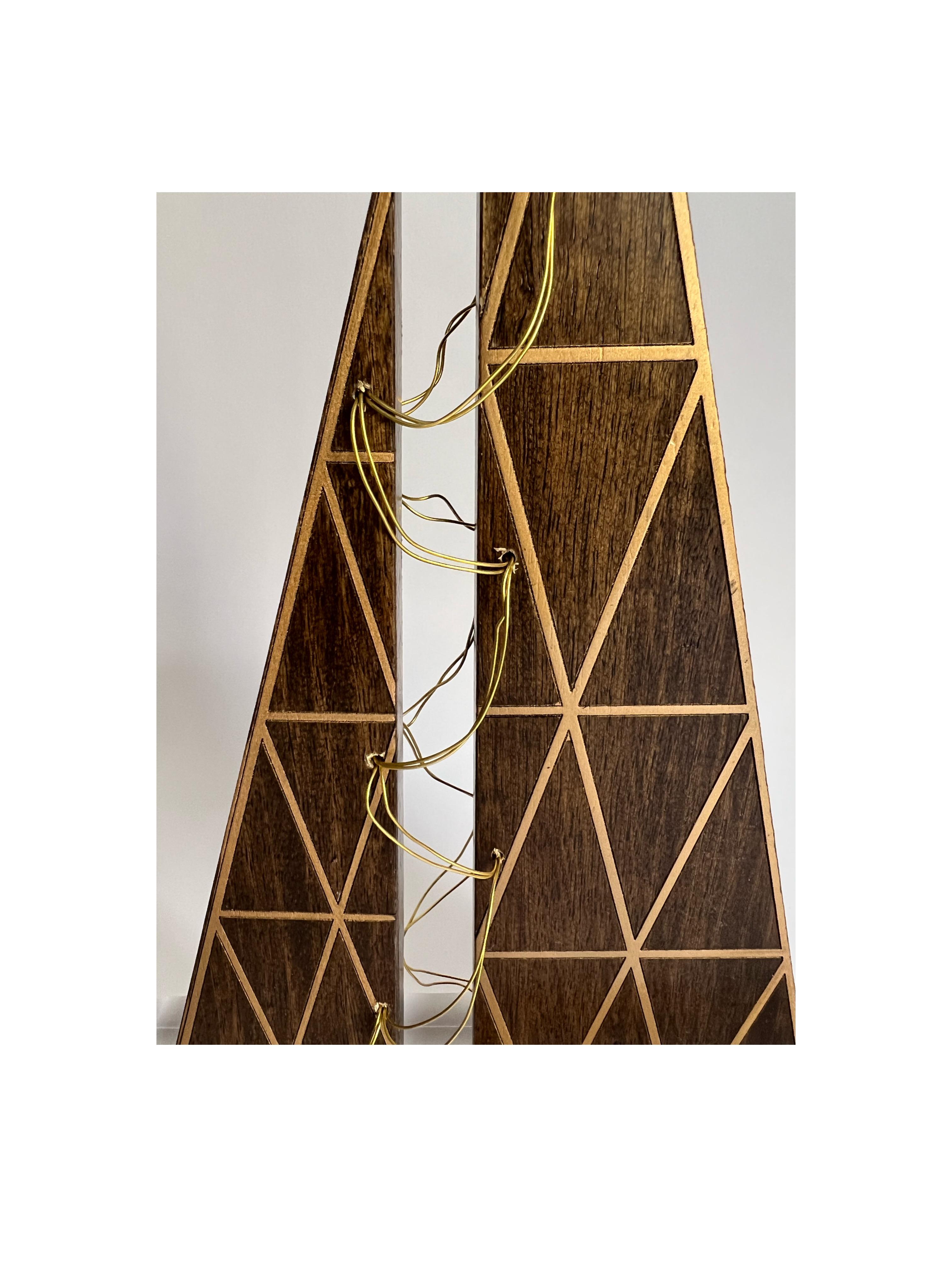 Wooden Tree with Hexagon Pattern - Amber Gold Collection