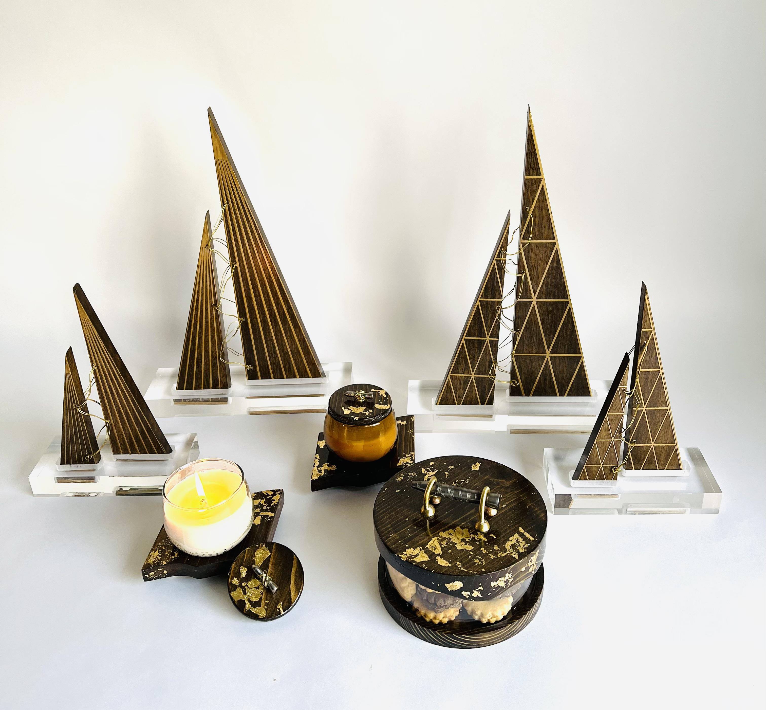 Wooden Tree with Hexagon Pattern - Amber Gold Collection
