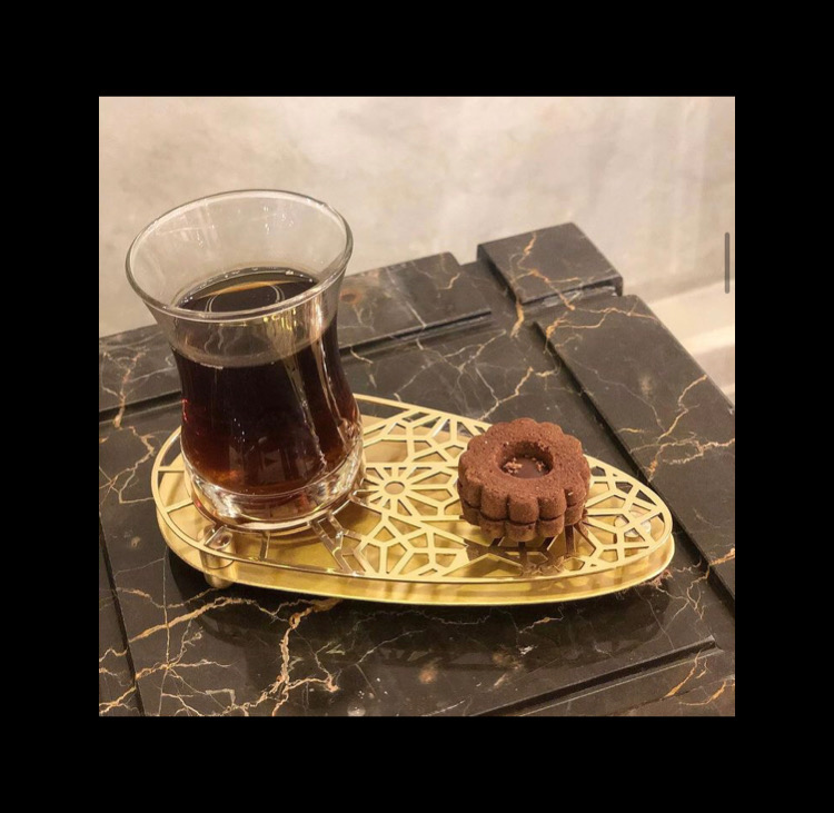 Metal Plate with Tea Glass Cup - Patterns Collection
