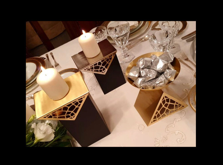Wooden Metal Candle Holder - Triangular Collection