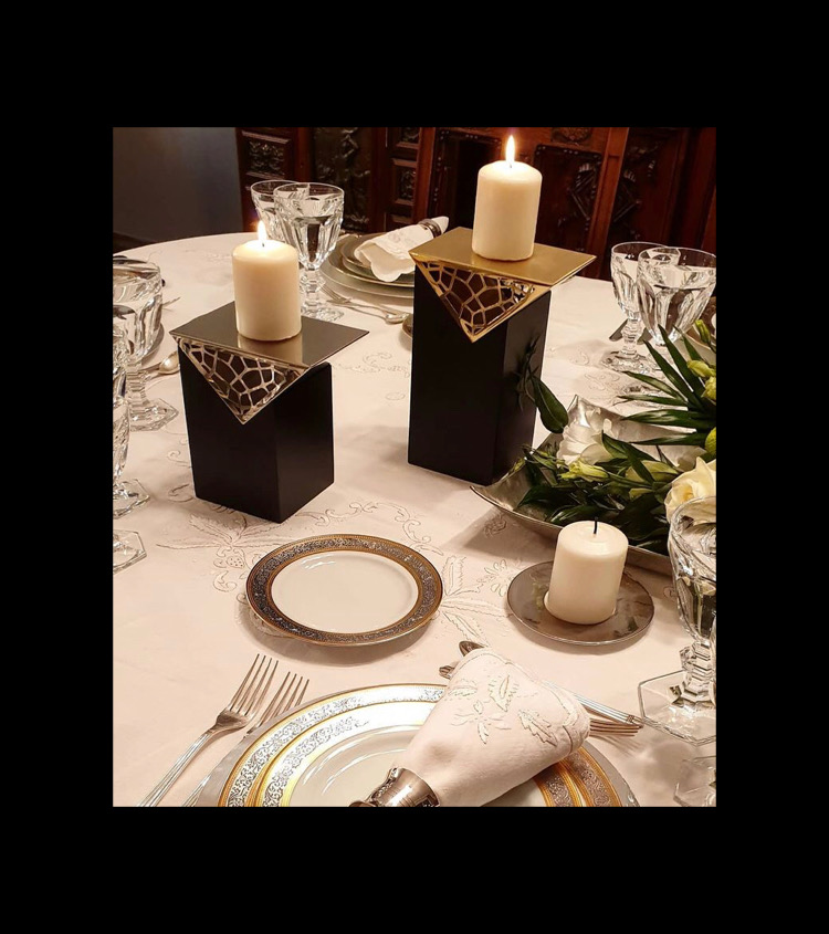 Wooden Metal Candle Holder - Triangular Collection