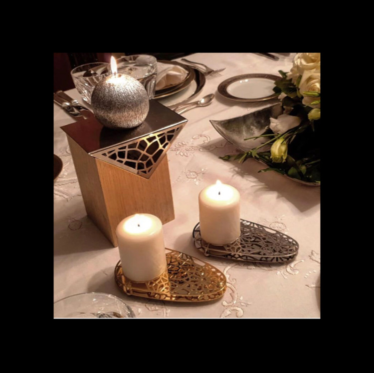 Wooden Metal Candle Holder - Triangular Collection