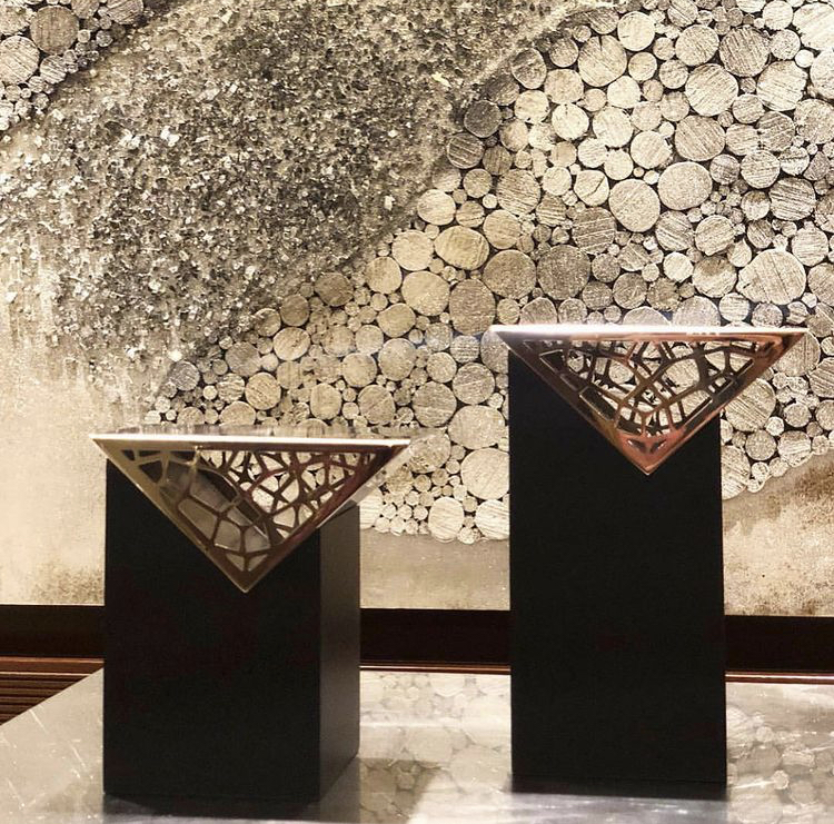 Wooden Box  with Metal Cover - Triangular Collection