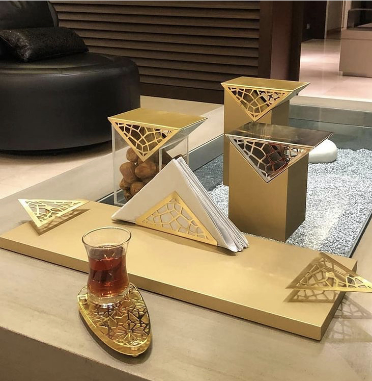 Wooden Box  with Metal Cover - Triangular Collection