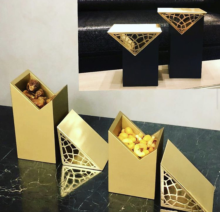 Wooden Box  with Metal Cover - Triangular Collection