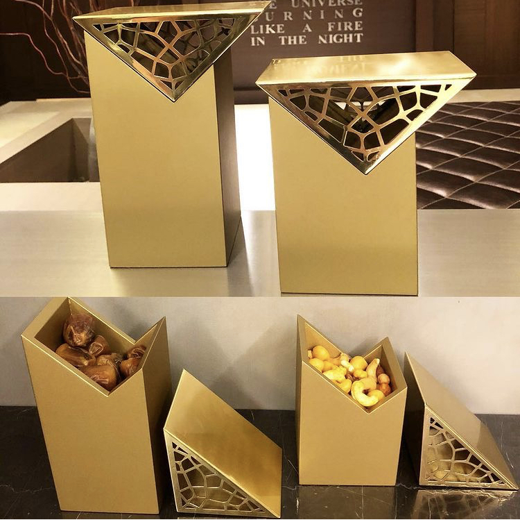Wooden Box  with Metal Cover - Triangular Collection