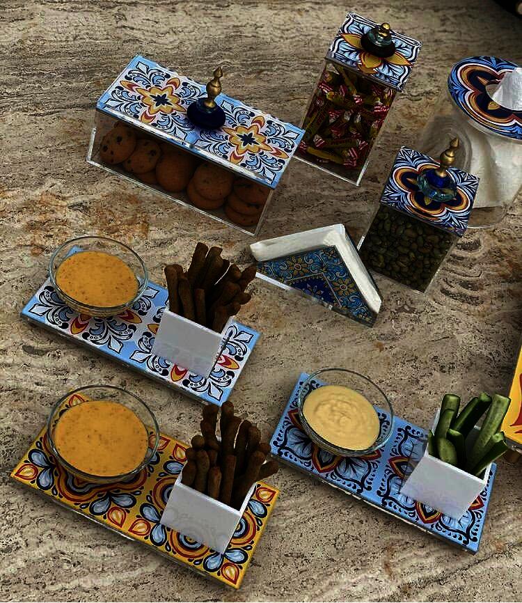 Acrylic Appetizer Tray With Cup & Glass Bowl - Positano Collection
