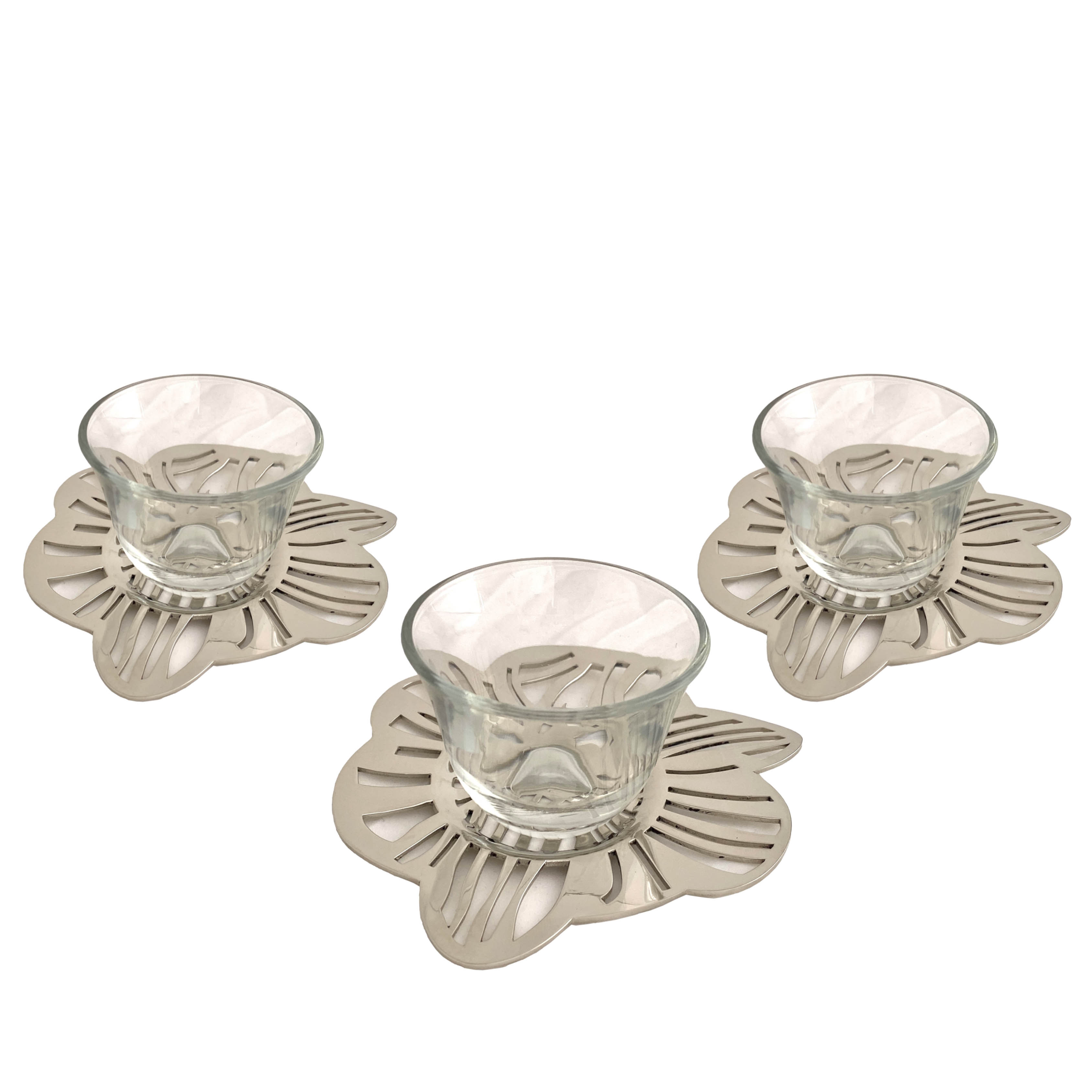 Coffee Glass Cup with Brass Orchid Plate (set of 6 Pieces) - The Orchid Collection