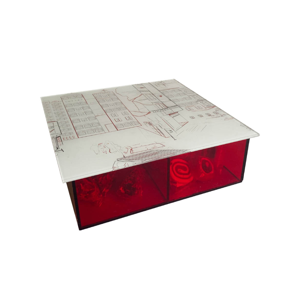 Square Acrylic Box with Beirut Drawings - The Roots Collection
