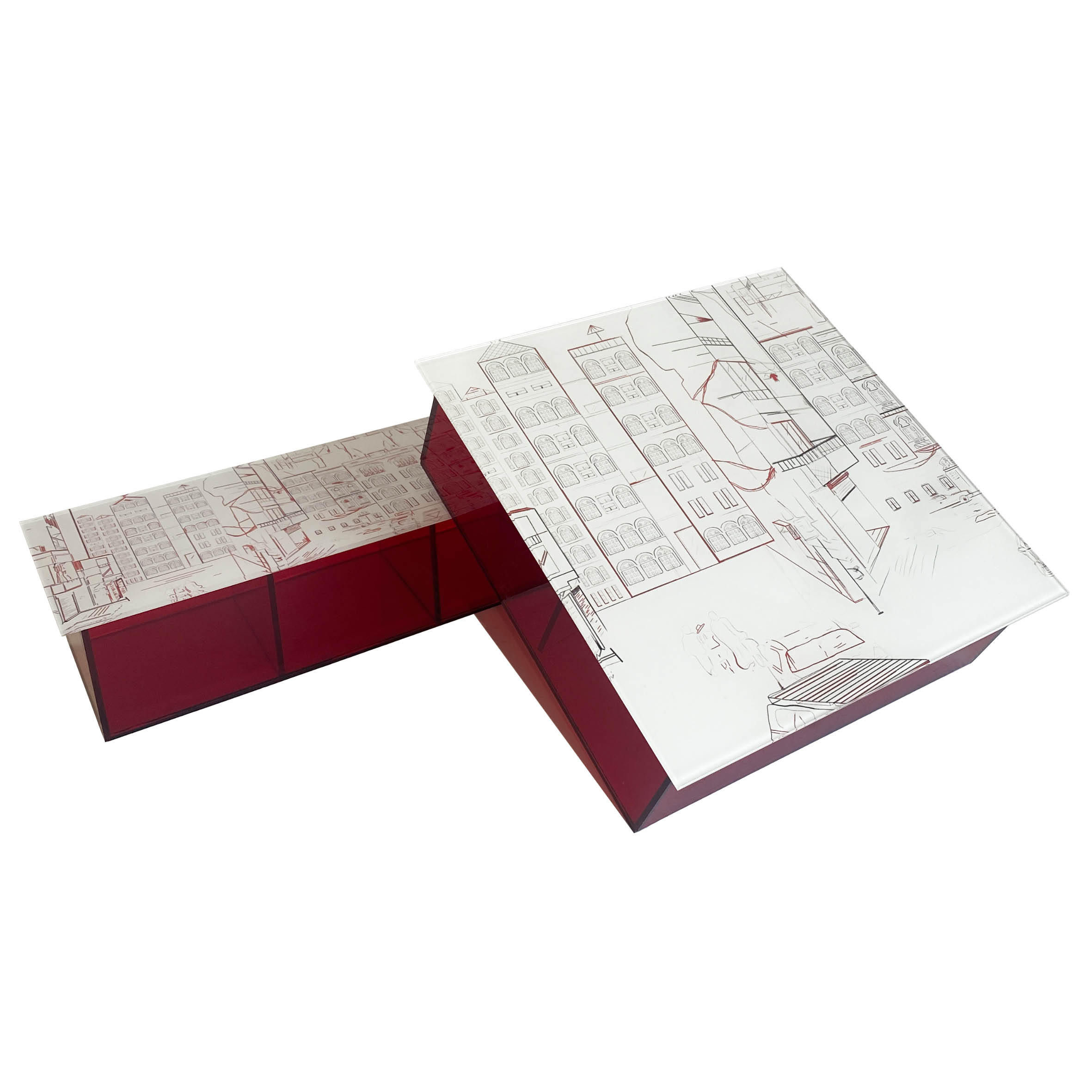 Rectangular Acrylic Box with Beirut Drawings - The Roots Collection