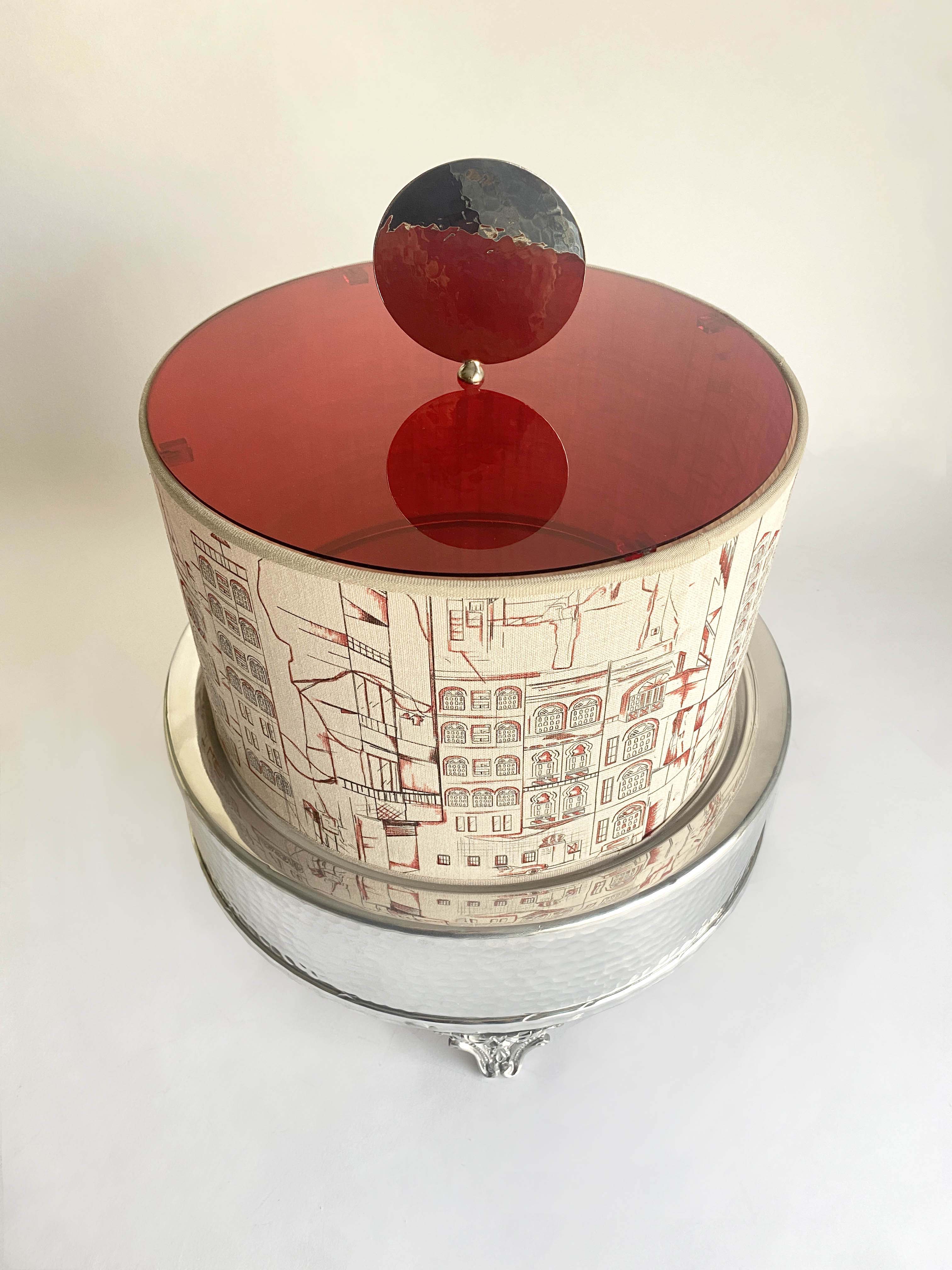 Platter with Acrylic and Fabric Cover with Beirut Drawings - The Roots Collection