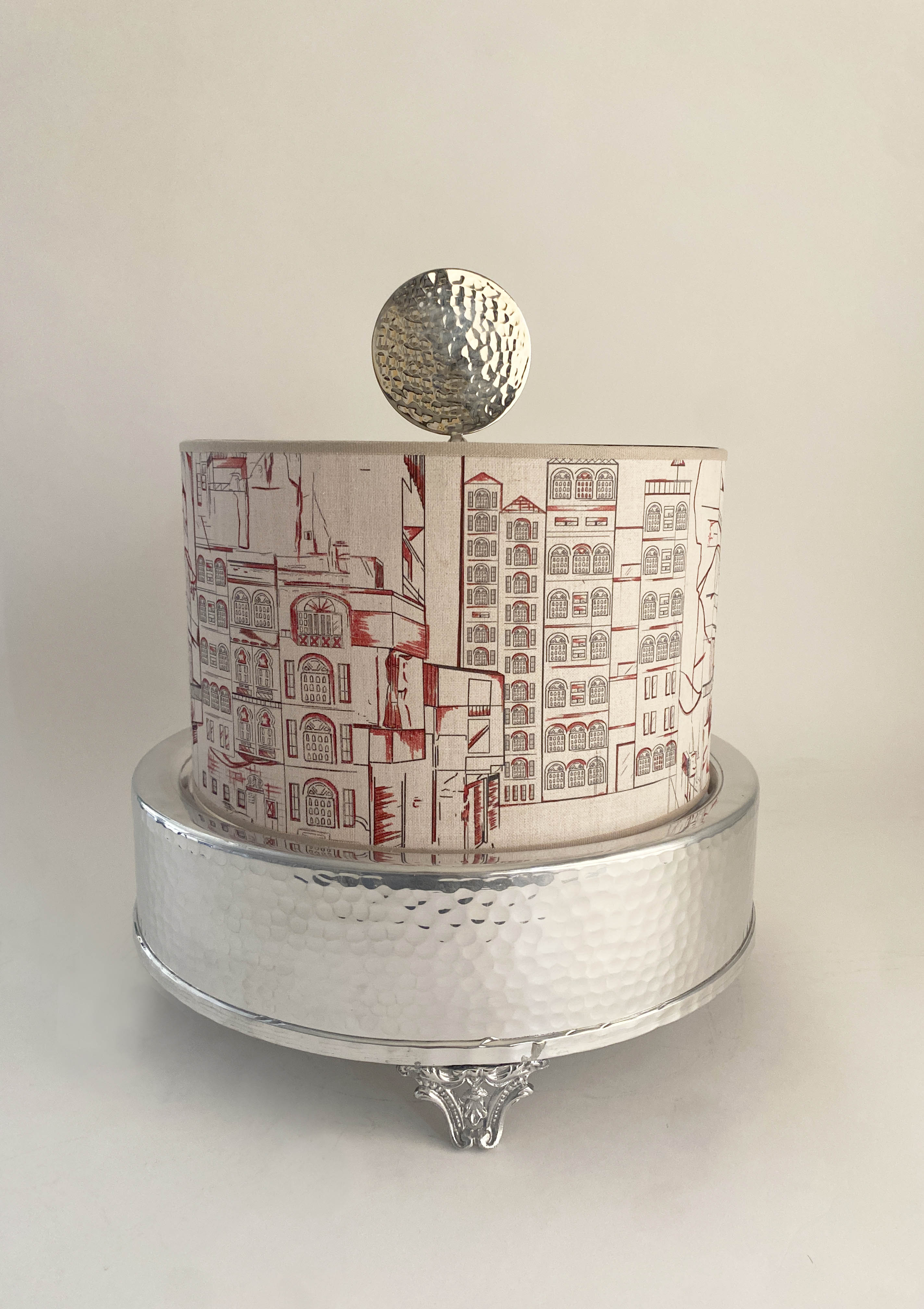 Platter with Acrylic and Fabric Cover with Beirut Drawings - The Roots Collection