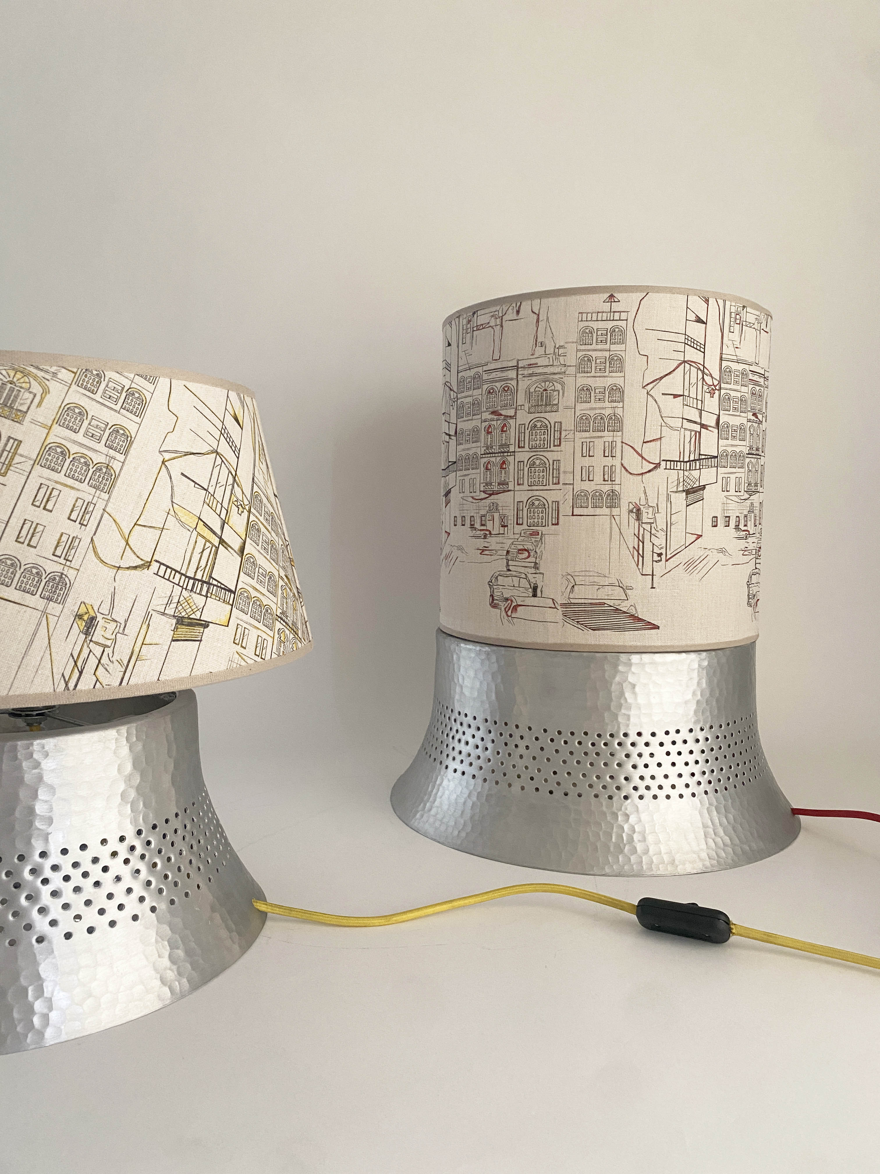 Table Lamp with Beirut Drawings on Fabrics Small - The Roots Collection