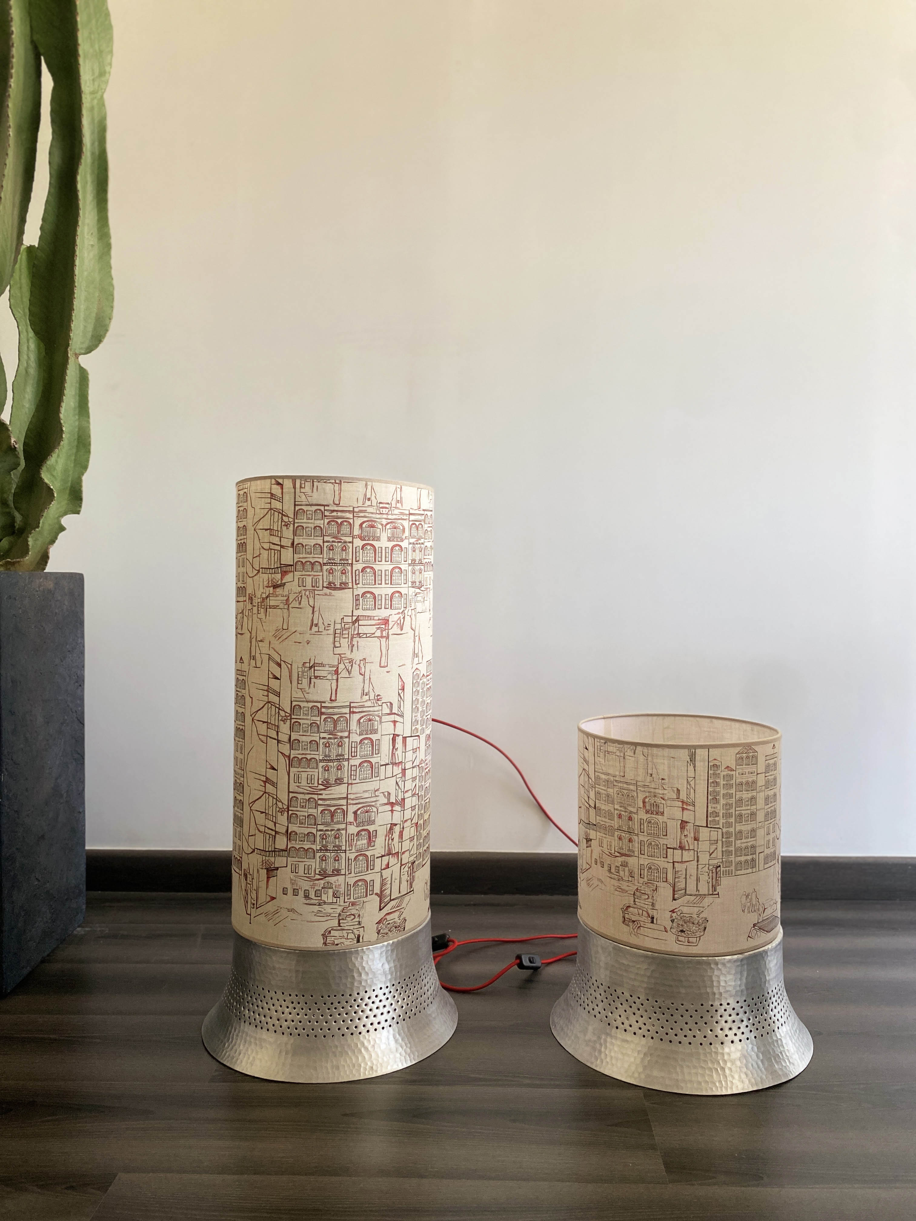 Table Lamp with Beirut Drawings on Fabrics Large - The Roots Collection