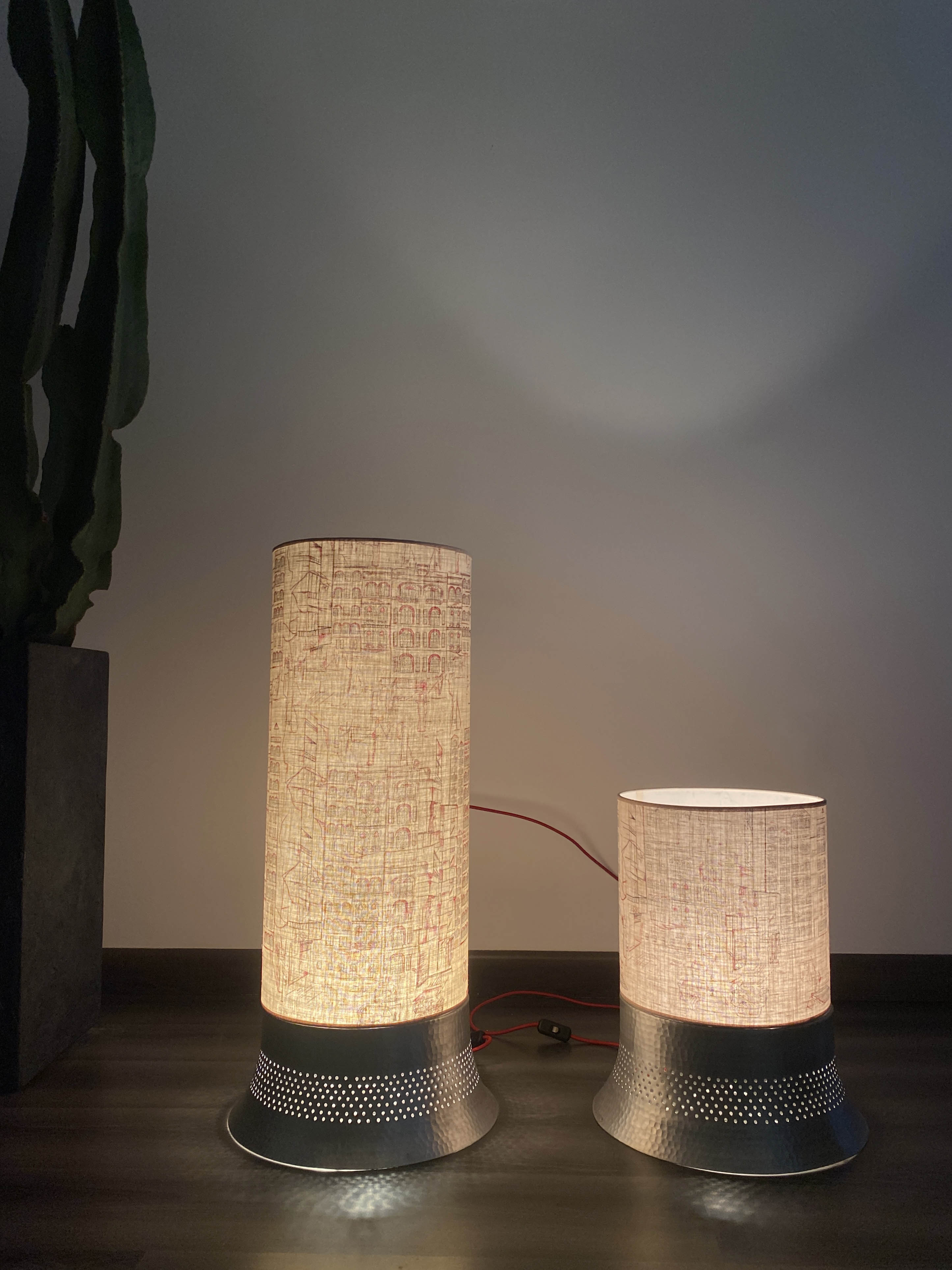 Table Lamp with Beirut Drawings on Fabrics Large - The Roots Collection