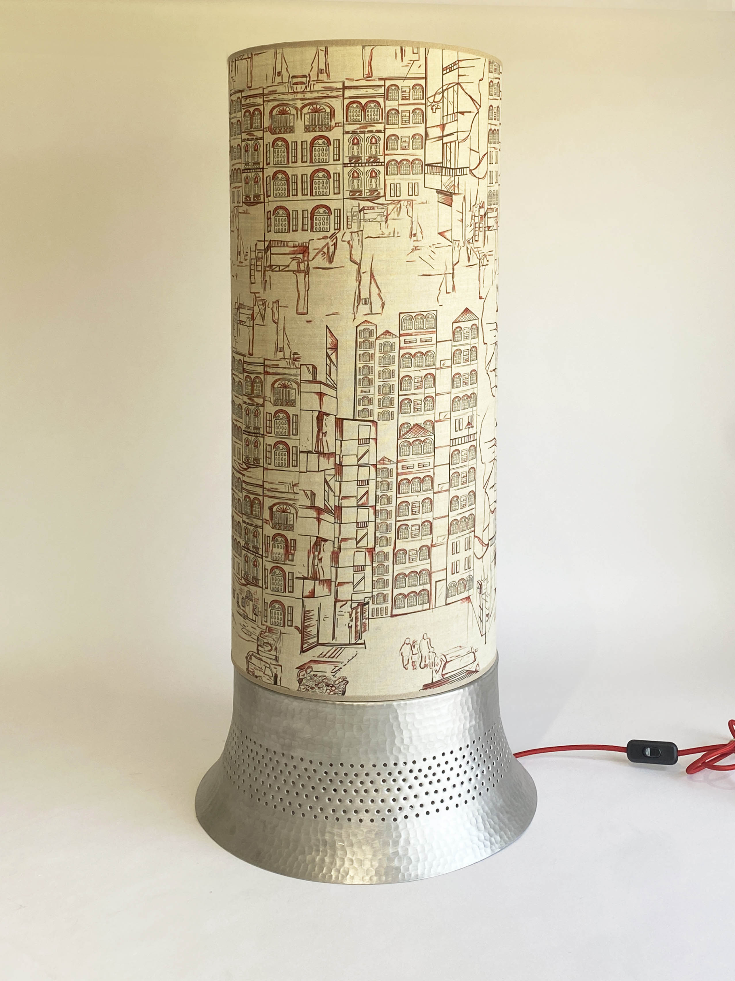 Table Lamp with Beirut Drawings on Fabrics Large - The Roots Collection