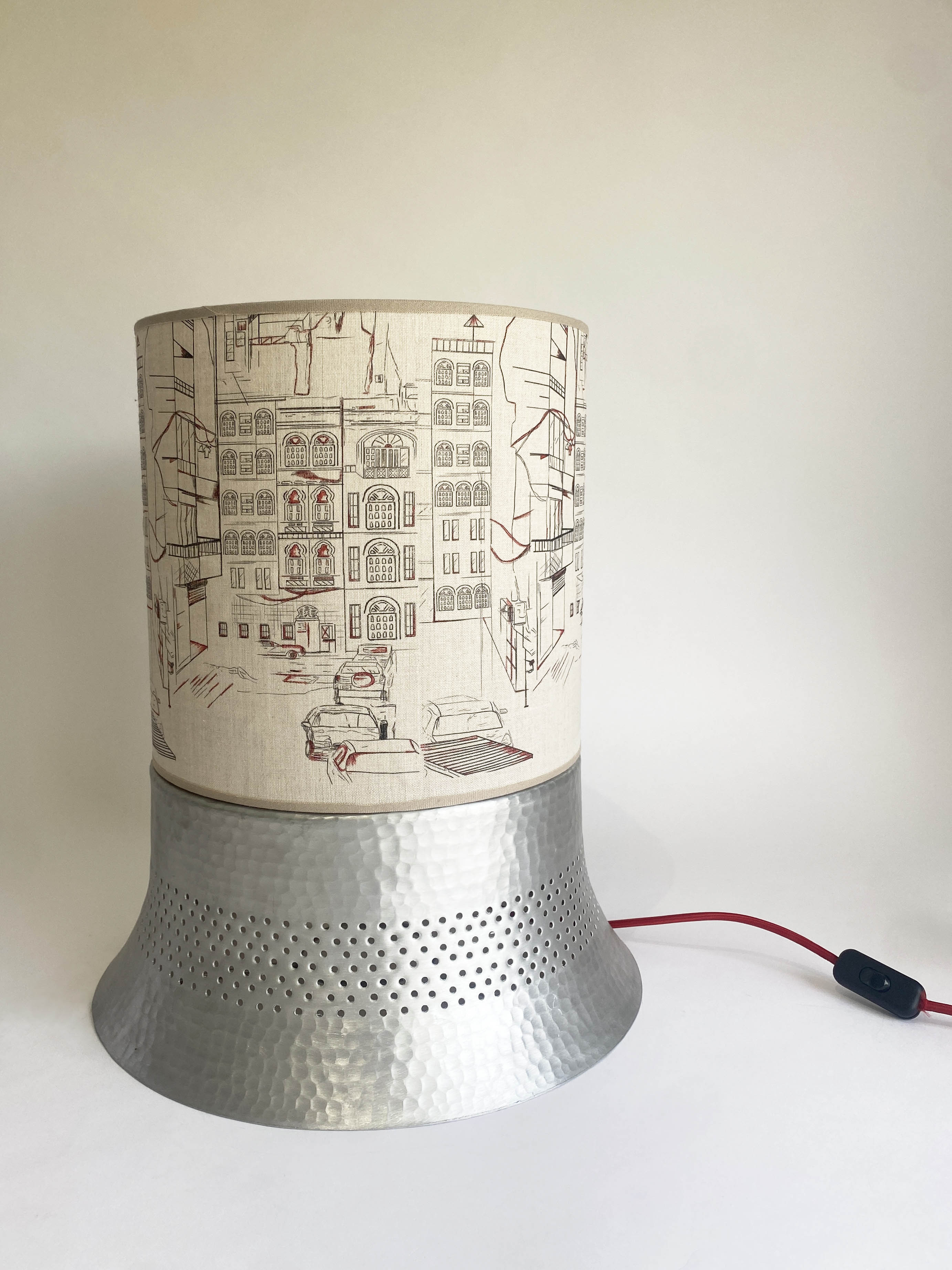 Table Lamp with Beirut Drawings on Fabrics Large - The Roots Collection