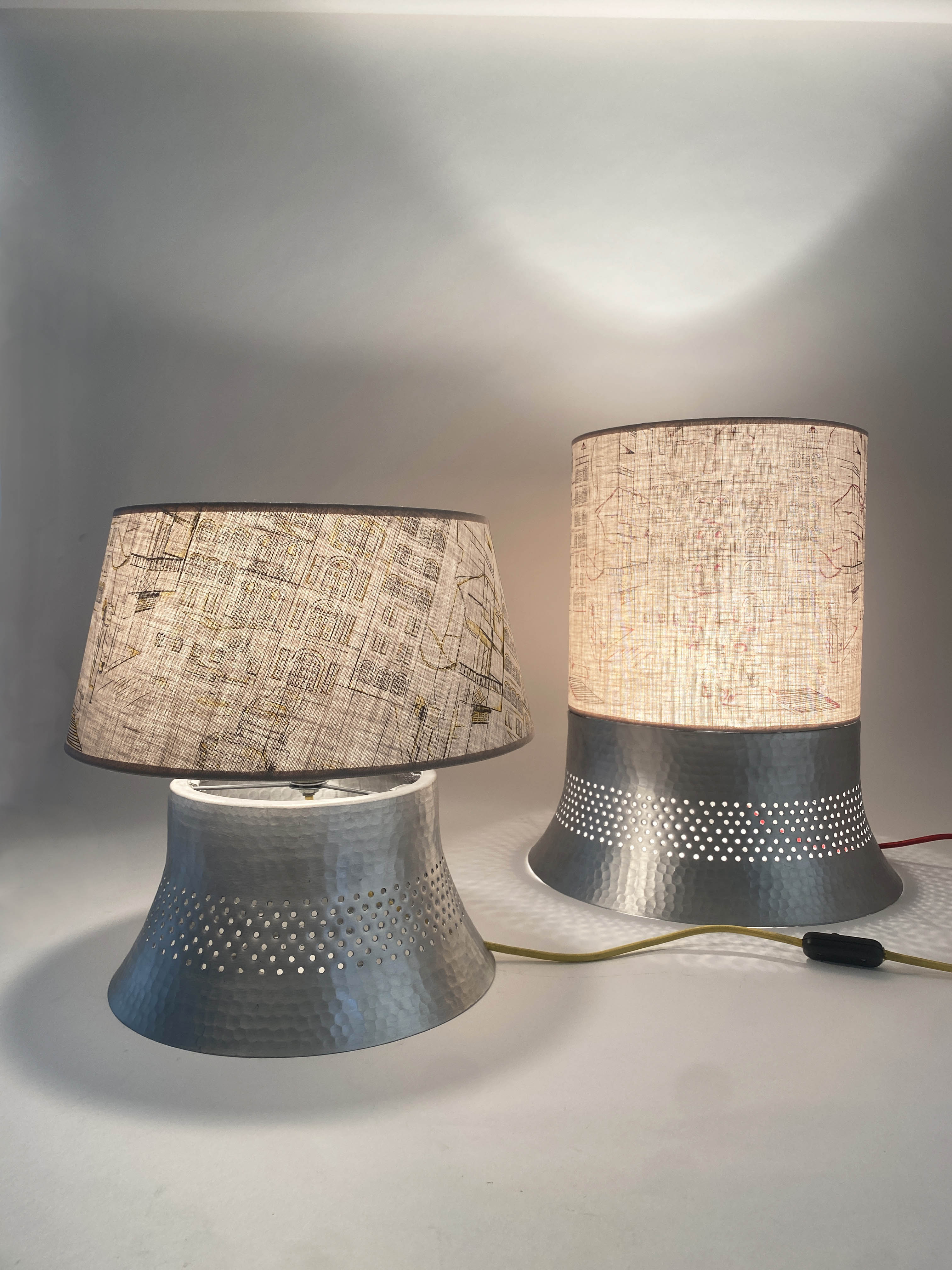 Table Lamp with Beirut Drawings on Fabrics Large - The Roots Collection