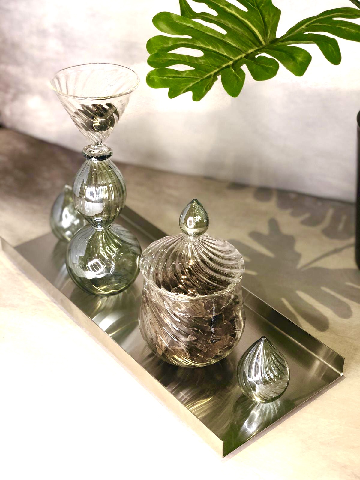 Metal Tray with Crystal Handles  -  Crystal Collection