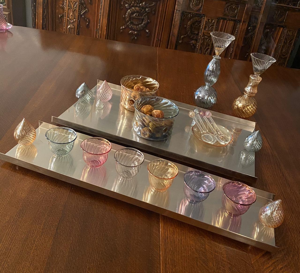 Metal Tray Large with Crystal Handles - Crystal Collection