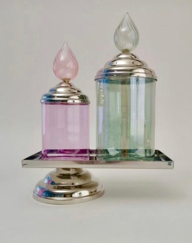 Metal Plate With Crystal Boxes, Metal Cover & Crystal Handle- Crystal Collection