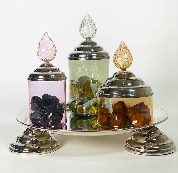 Metal Plate With Crystal Boxes, Metal Cover & Crystal Handle- Crystal Collection