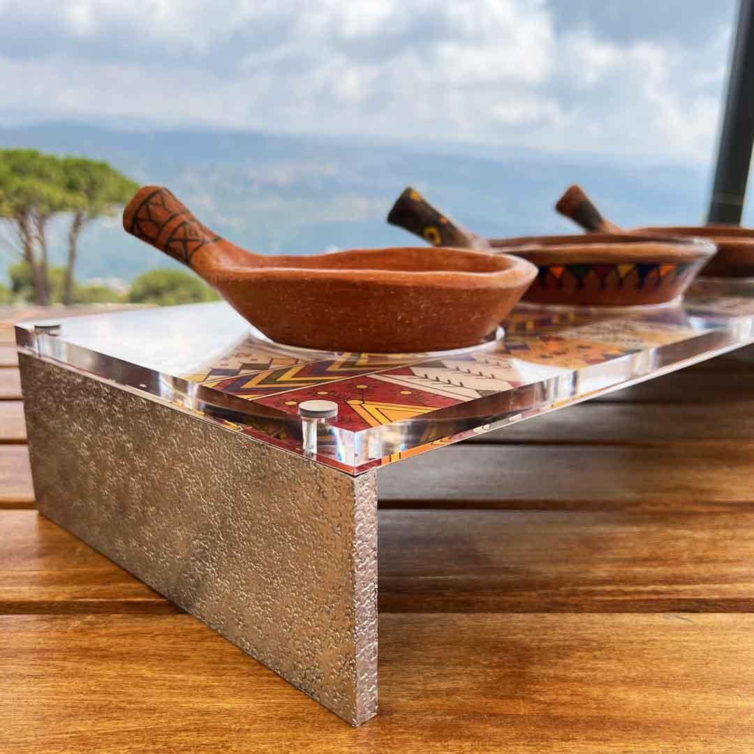 Acrylic Platter with 3 Pans - Earth Collection