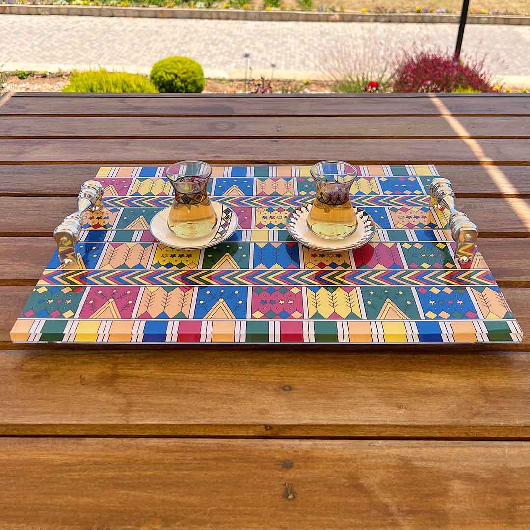 Tea Glass Hand Painted with Plates (Set of 12) - Earth Collection