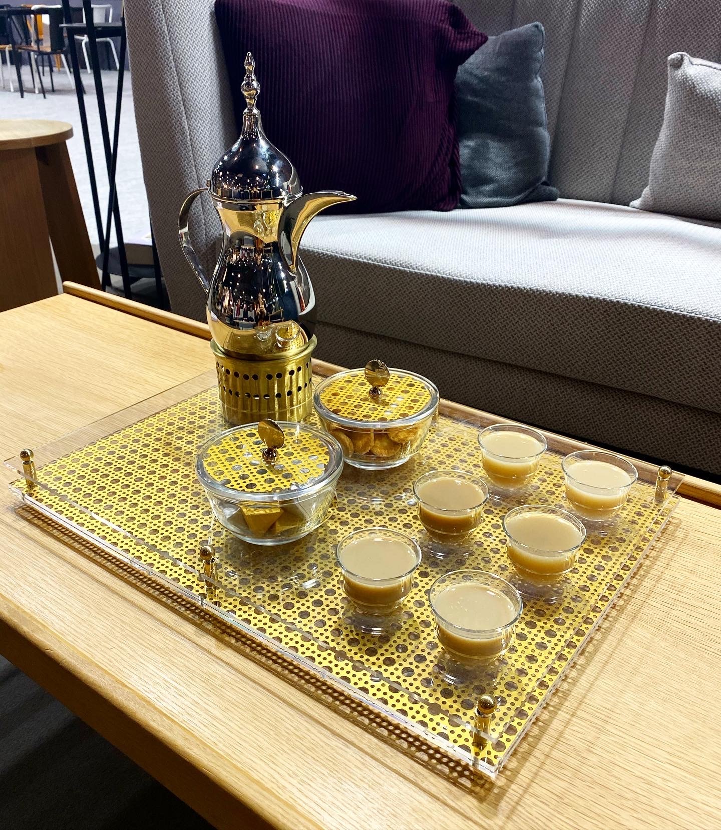 Coffee Set  (Tray, Coffee Pot With Warmer, Coffee Cups, Glass Bowls) - Khayzaran Collection